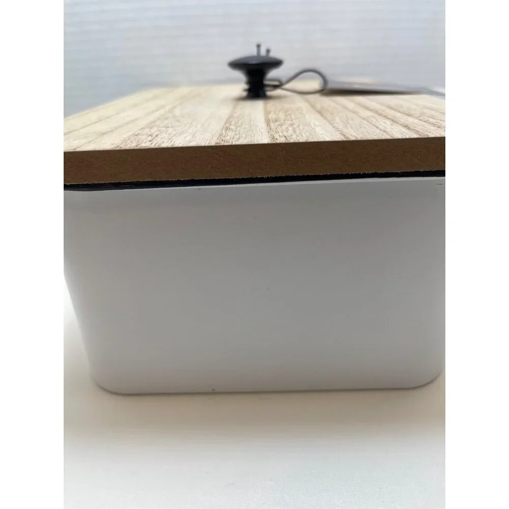 Rae Dunn Dryer Sheets Storage Box With Wooden Lid - Add Class & Sass To Your Lau